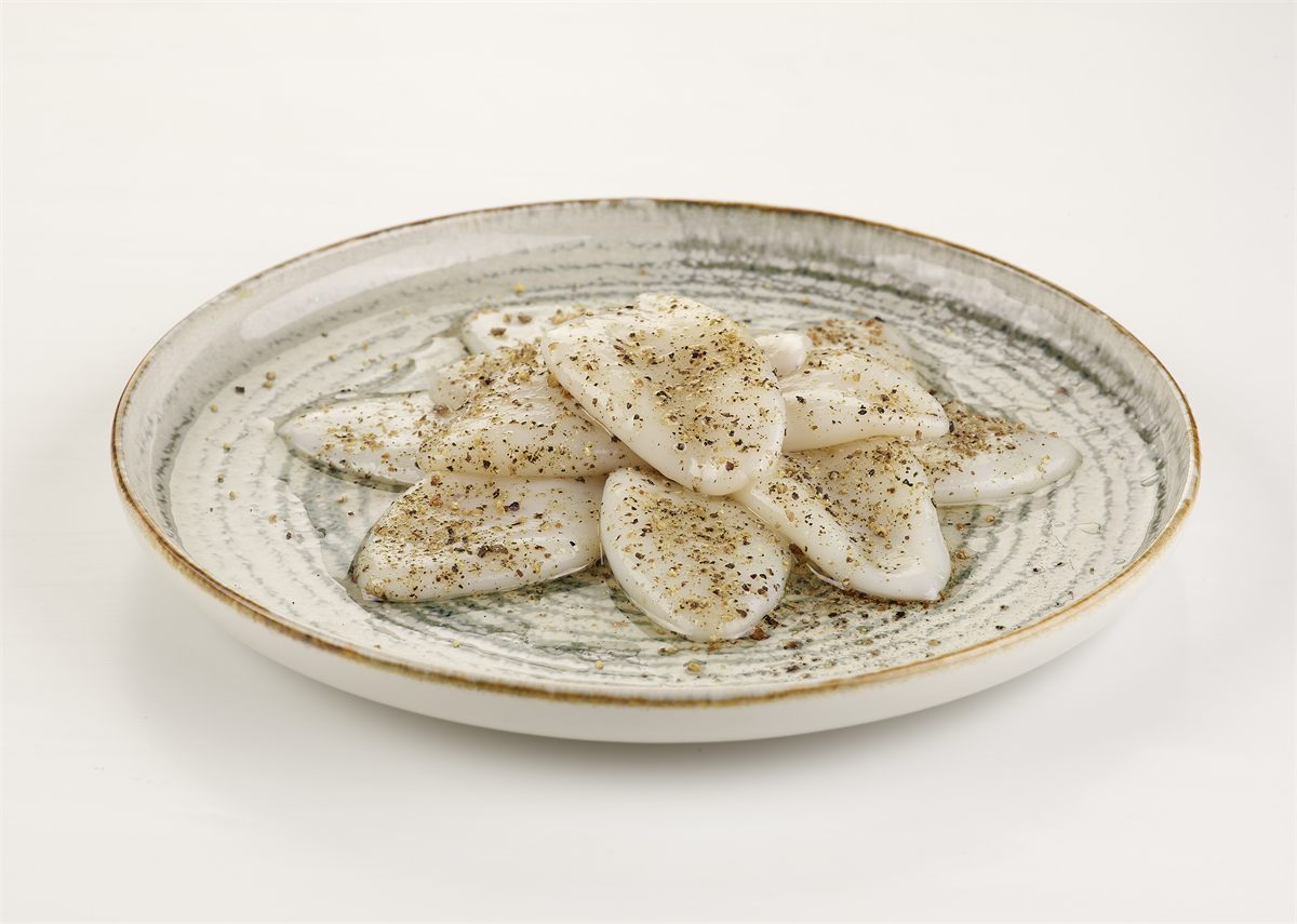 Présentation de marinade de calamars aux 5 poivres Océaniques